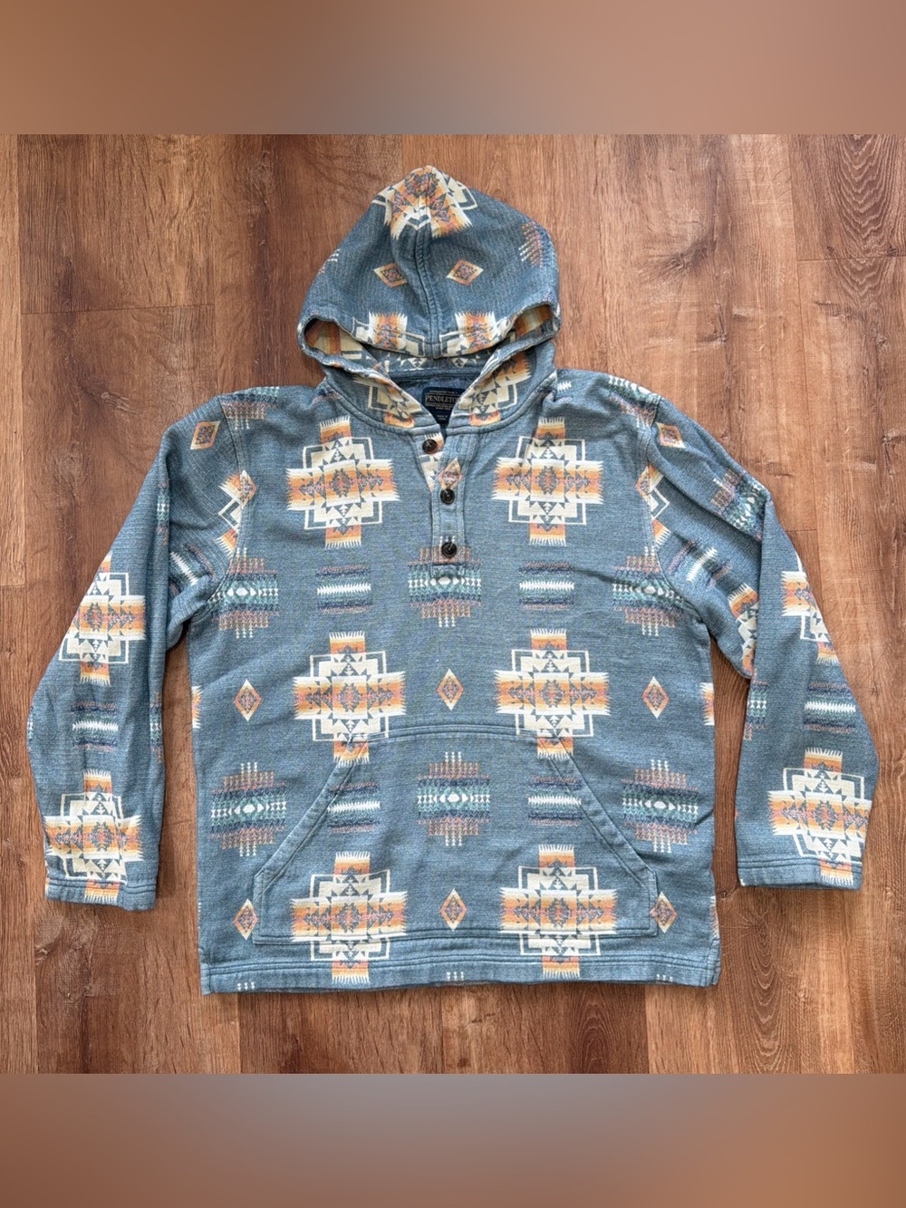Pendleton Mens Southwestern Aztec Pullover Beach Hoodie Cotton Kangaroo Pocket